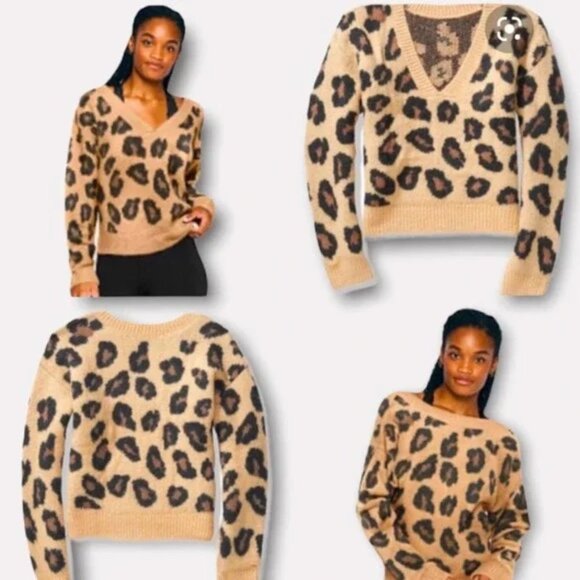 PINK Victoria's Secret Sweaters - PINK by Victoria Secret Animal Print Reversible Sweater